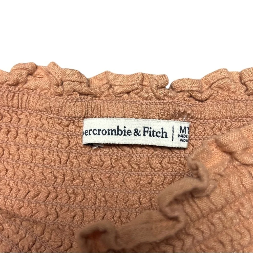 Abercrombie & Fitch Dusty Rose Babydoll Midi Sundress Puff Sleeves Size MT